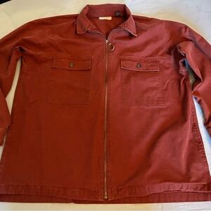 GH Bass red brick barn utility coat shacket barn chore  pockets collar Large L